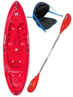 2022 Islander Koa Beach Sit On Top Kayak – Coral Red -Airush shop KOA Beach Coral Red Deluxe Back Rest Colt Junior Paddle Package